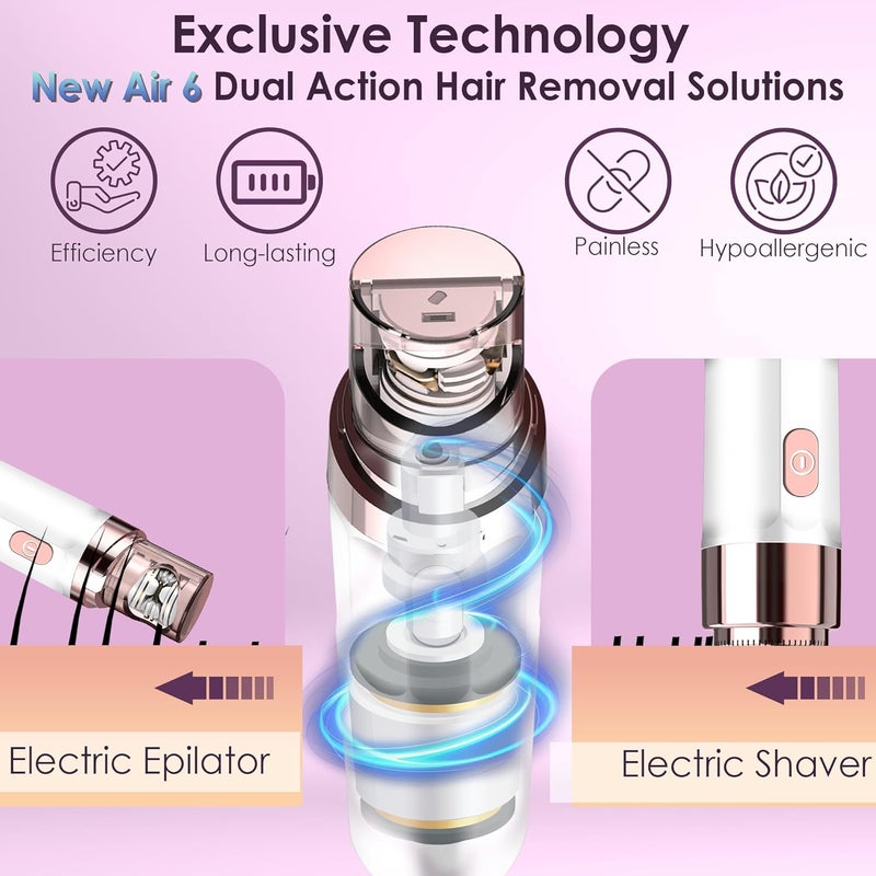 gurelax Hair Removal Epilator for Women, Facial Epilator Hair Remover, Plucker for Face, Lip, 2-in-1 Epilation System, All Ages and Skin Types,with Brush, Pouch - Image 2